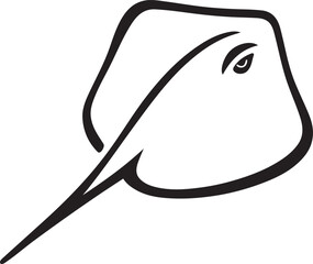 Negative space manta ray line art design, Minimalist manta ray vector for clean visuals