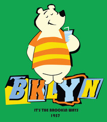 Brooklyn cute  panda animals t shirt print  illustrations