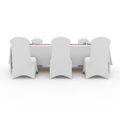 Fototapeta premium 3d render Banquet Table and Chair design element Furniture
