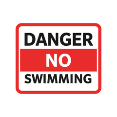 Danger No Swimming Sign: Warning and Safety Regulation Vector