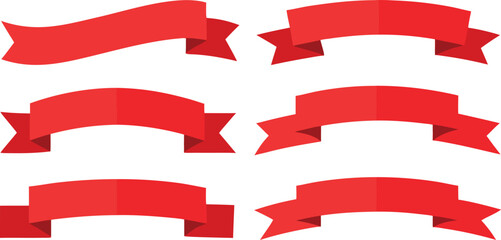 Six red banner ribbons offer versatile graphic elements for projects