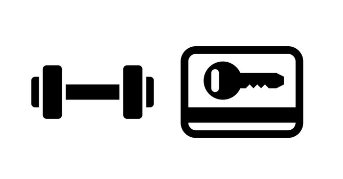 Gym Membership Access Key Card Icon: Bold Black Silhouette Design