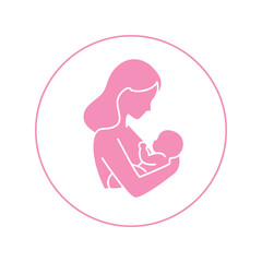 Mother Breastfeeding Baby: Nurturing Love and Care Line Art Vector