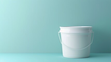 Plastic bucket with white paint for household needs