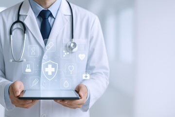 Medical professional healthcare technology digital icons healthcare app concept.