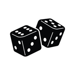 Black Dice Icon: Gambling, Game and Chance Vector Symbol