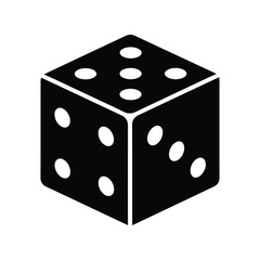 Black Dice Icon: Gambling, Game and Chance Vector Symbol