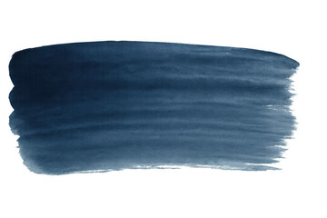 Fototapeta premium Dark blue watercolor brush stroke revealing rich painterly textures, transparent background highlighting artistic paintwork