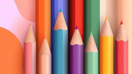 Colorful pencils in a close-up arrangement
