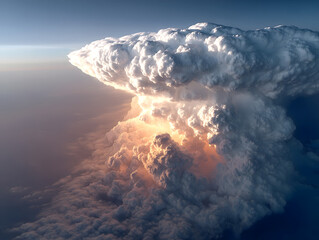 Majestic Thunderstorm Cloud Formation Lit by Internal Lightning