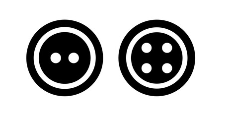 Two-button and four-button circular icons; minimalist, bold, graphic design.