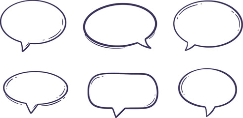 Vector art of handdrawn speech bubbles isolated on transparent background, perfect for adding a personal touch to your designs