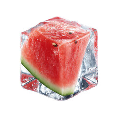 Refreshing Watermelon Slice Encased In Ice Cube Bubble