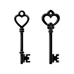 Vintage Skeleton Keys Silhouette Set, Antique Decorative Lock Opening Tools