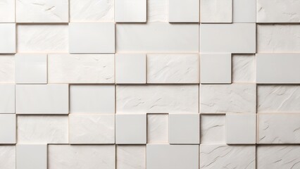Obraz premium Modern White Geometric Tile Wall Design for Stylish Interior Home Decoration Ideas
