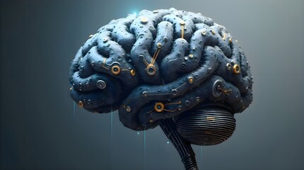 Fototapeta premium Digital brain constructed from wires, symbolizing artificial intelligence and modern technology in abstract form