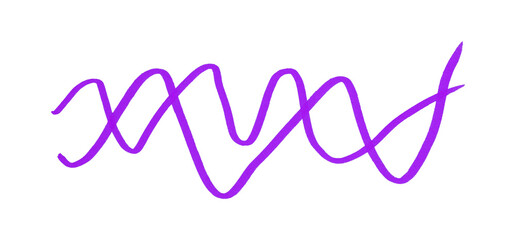 Purple ink pen line, underline, isolated on transparent background. Simple ink pen scribble effect, perfect for business and school presentation design.
