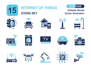 Modern Duotone Internet of Things Icon Set