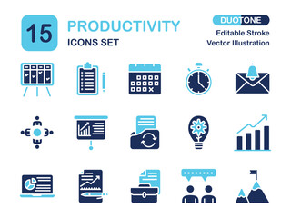 Modern Duotone Productivity Icon Set