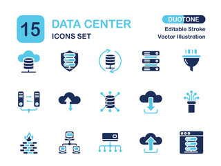 Modern Duotone Data Center Icon Set