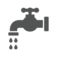 Dripping Water Faucet Icon Vector, Water Conservation Save Drop Symbol Graphic