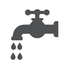 Dripping Water Faucet Icon Vector, Water Conservation Save Drop Symbol Graphic