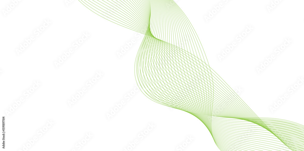 Fototapete abstract background with green waves line, Abstract vector modern gradient white background, Abstract wave element for design, social media graphics, and professional presentations.