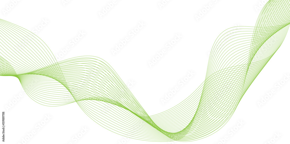 Fototapete abstract background with green waves line, Abstract vector modern gradient white background, Abstract wave element for design, social media graphics, and professional presentations.