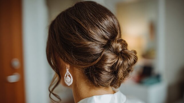 Timeless low bun updo with minimalist style for a chic and clean bridal look - Powered by Adobe