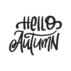 Hello Autumn Handwritten Seasonal Quote Vector 
