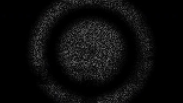 Abstract black and white gradient halftone square background with a pop cartoon comic motion pattern. Seamless loop in monochrome technology style. Fit for tint, alpha, or overlay layer
