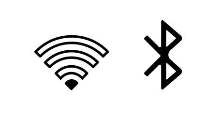 Wifi and Bluetooth Symbols: Bold Black Icons on White Background