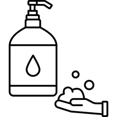 Liquid Soap Outline Icon – Hygiene Dispenser & Handwashing Vector Symbol