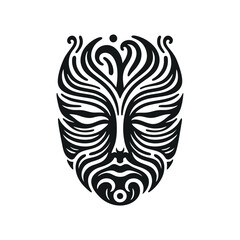 Naklejka premium A tribal mask that symbolizes water, flowing lines, and wave forms