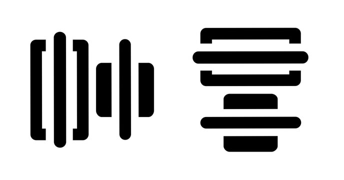 Abstract Bold Black Icons:  Stacked and Parallel Graphic Elements