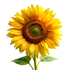 Naklejka premium Sunflower in Bloom: A vibrant, close-up shot showcases a radiant sunflower in full bloom, its bright yellow petals and central disc of seeds exuding warmth and vitality.
