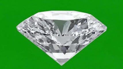 Shimmering Crystal Diamond with Sparkles | Isolated on Green Screen, Chroma Key for Jewelry Ads - Powered by Adobe