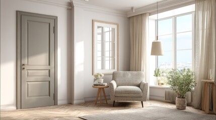 Light-filled modern living room corner