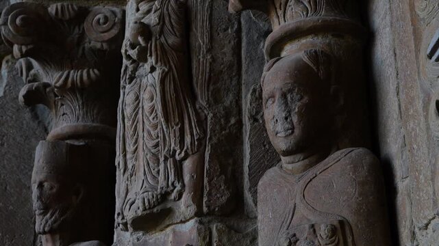 Main entrance of the Church of San Esteban in the town of Sos del Rey Cat&oacute;lico in the Cinco Villas region. Zaragoza Province, Aragon, Spain, Europe