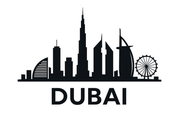 Obraz premium Dubai skyline with iconic towers and palm trees