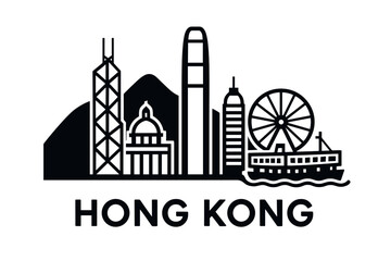 Fototapeta premium Hong Kong skyline with iconic towers and urban landmarks