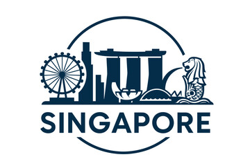 Singapore skyline with iconic landmarks and tropical design
