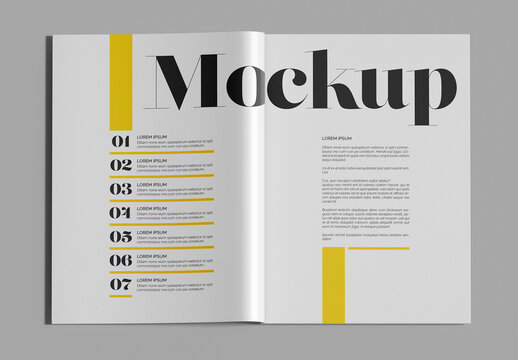 Flat Open Magazine Mockup Top View