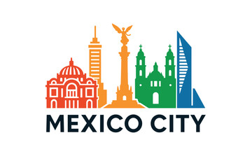 Obraz premium Mexico City skyline with Ángel de la Independencia and historic buildings
