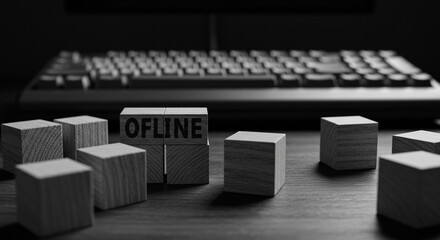 Offline wooden blocks on desk