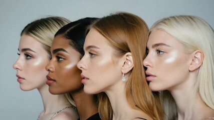 Diverse beauty showcased through striking profiles and glowing skin
