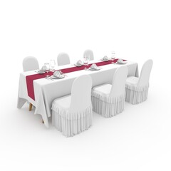 3d render Banquet Table and Chair design element Furniture
