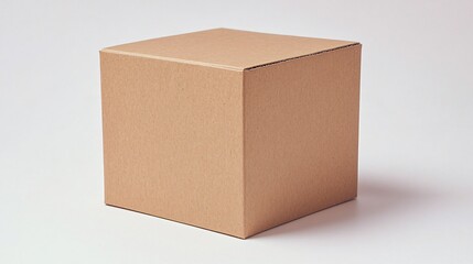 Minimalist cardboard box isolated on white background for packaging, delivery, or branding design presentation.