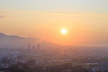 Golden SunsetOver the Sapporo City, Hokkaido, Japan