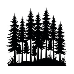 Obraz premium Lush woodland with trees forming peaceful canopy Line Art Vector illustration